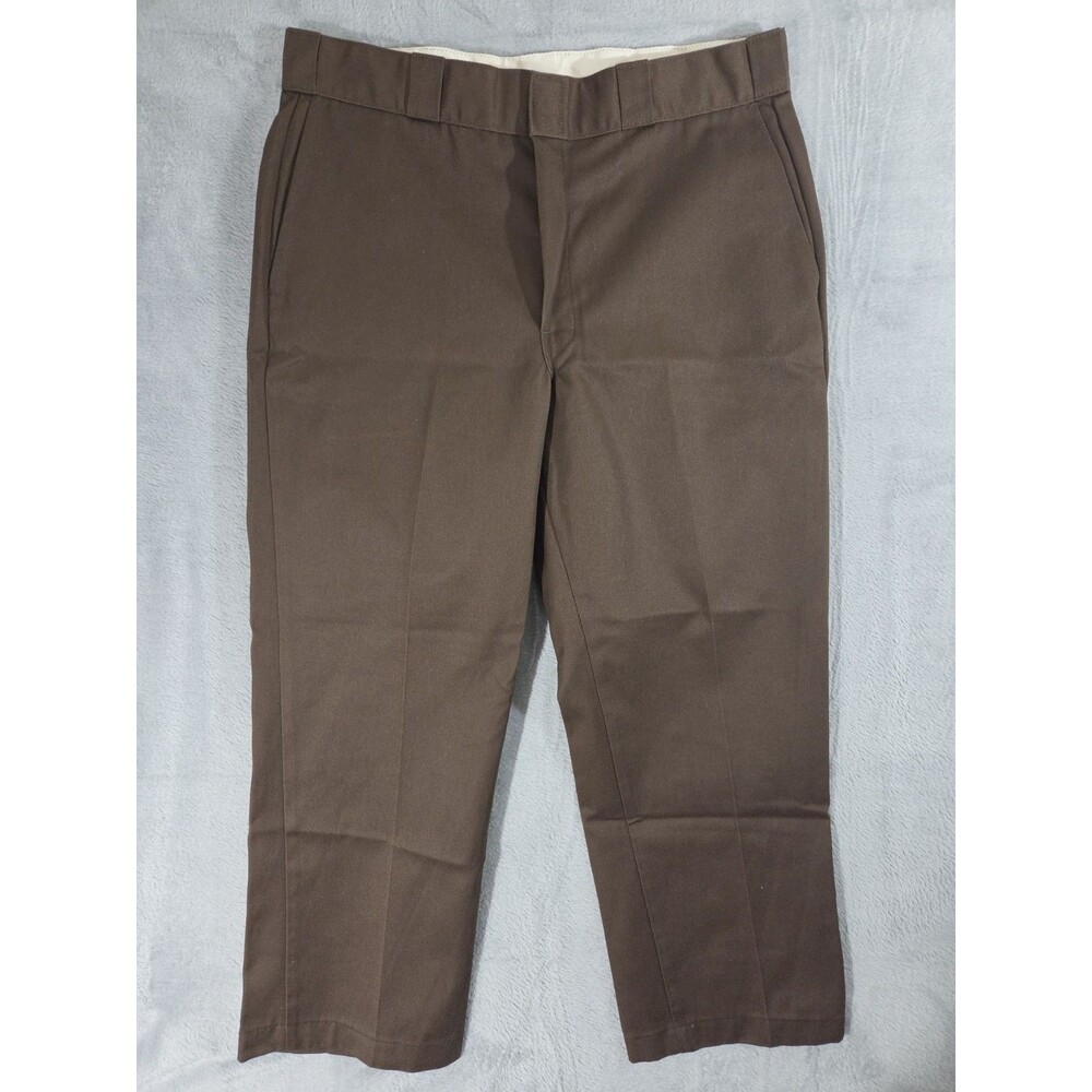 CROPPED Vintage Dickies 874MH 35X27 MX Made Men's Rare Mahogany Brown Pants